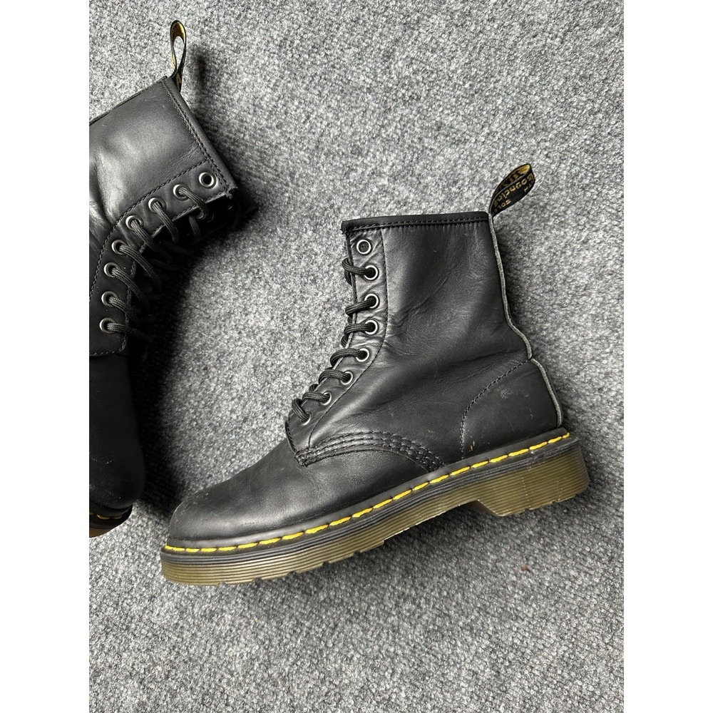 Womens Leather Dr. Martens 1460W Black 8-Eye Combat Boots, Size US 6 - Picture 2 of 6